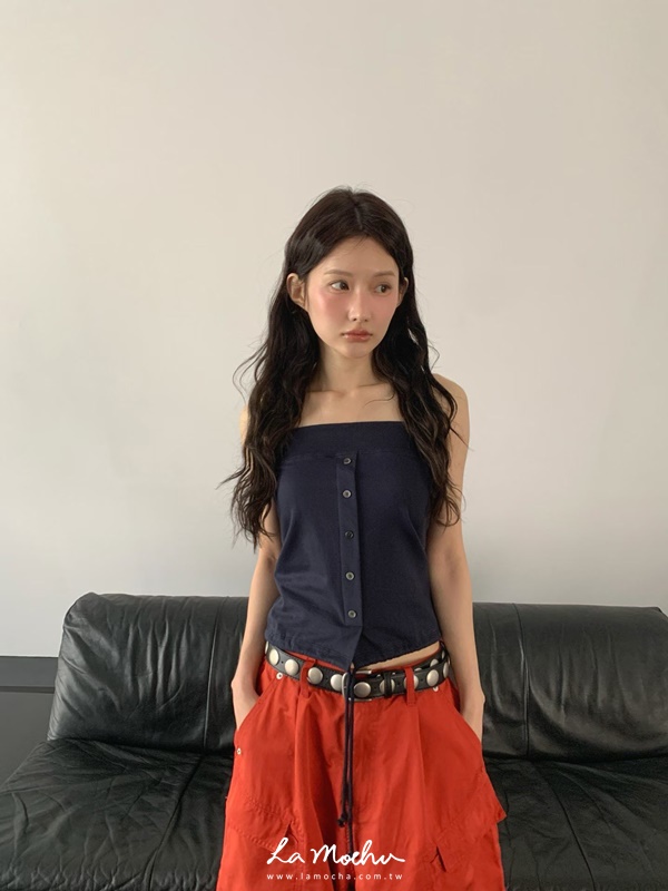 平口翻領設計排扣背心